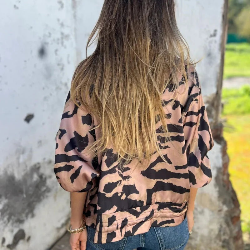 Marguerite | Zebra Print Aviator Jacket