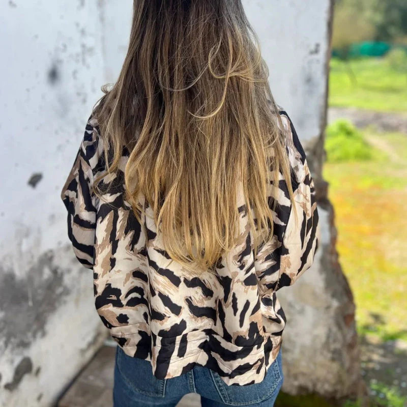Marguerite | Zebra Print Aviator Jacket