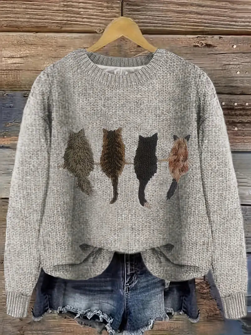 Urvana | Cat Printed Sweater
