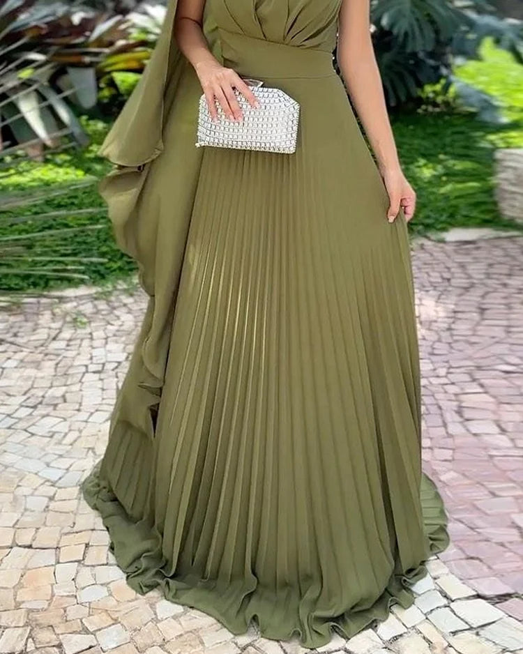 Aralueen | One Shoulder Pleated Dress
