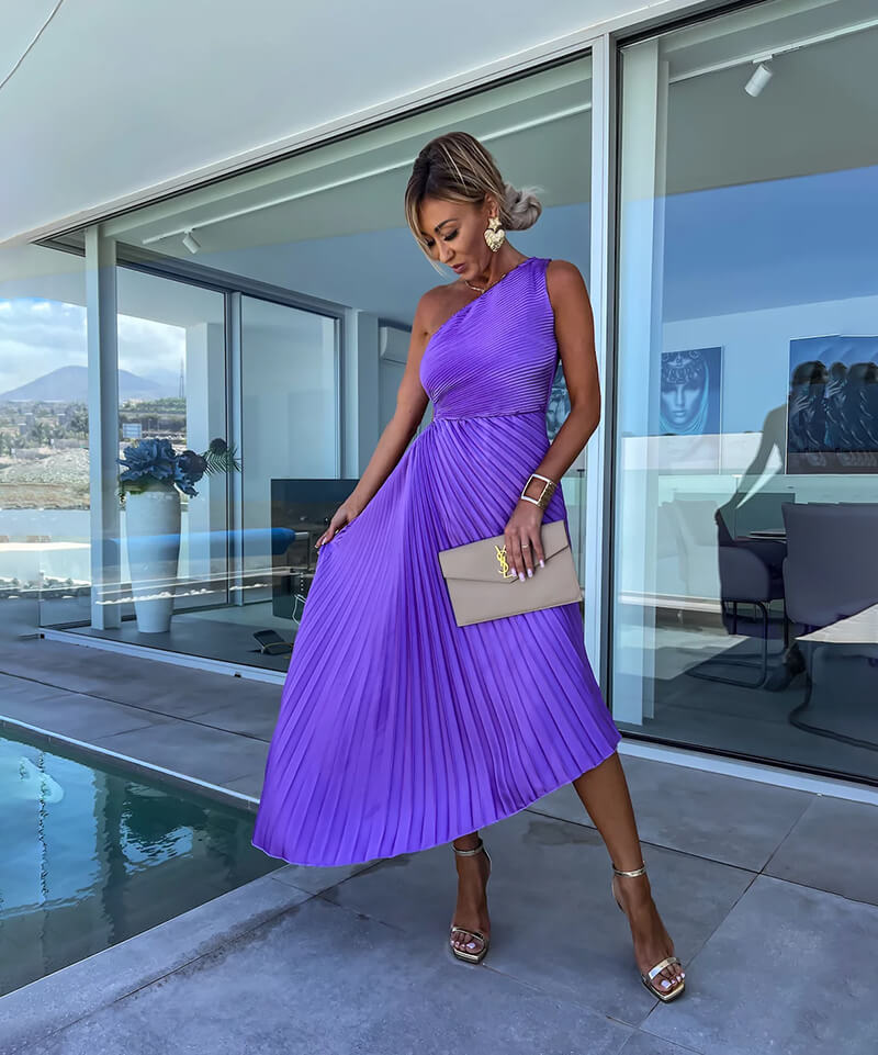 Marjorie - Elegant One-Shoulder Midi Dress